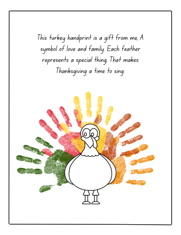this turkey handprint is a gift from me a symbol of love and family turkey poem handprint art