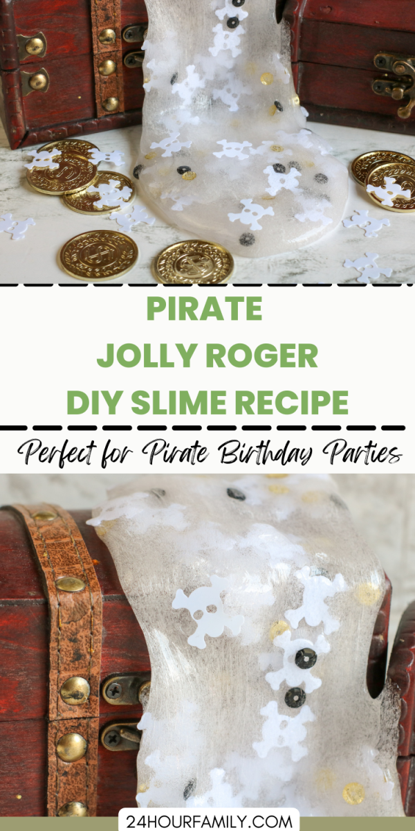 Pirate slime recipe diy homemade slime jolly roger slime pirate party craft
