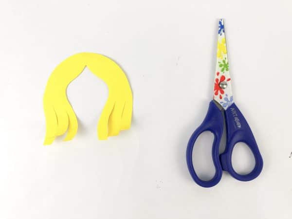 Yellow angel hair cutout beside colorful scissors, Angel cutout template with white glue and colorful scissors, How to Make an Angel Toilet paper Craft with Free Angel template, DIY Angel Toilet Paper Craft with yellow halo and wings, Angel Craft, Angel Toilet paper Roll, Angel' Wings, Crafts For Kids, Craft supplies for angel DIY: paper roll, scissors, markers, and glue, Cut-out angel craft pieces and colorful scissors