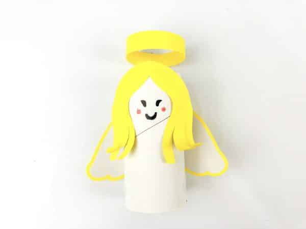How to Make an Angel Toilet paper Craft with Free Angel template, DIY Angel Toilet Paper Craft with yellow halo and wings, Angel Craft, Angel Toilet paper Roll, Angel' Wings, Crafts For Kids