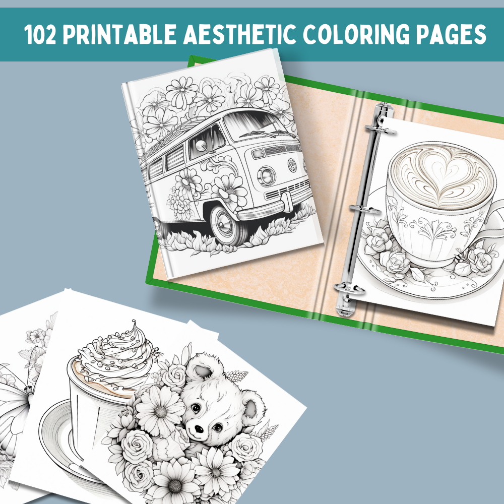 102 Aesthetic Coloring Pages for Kids and Adults
