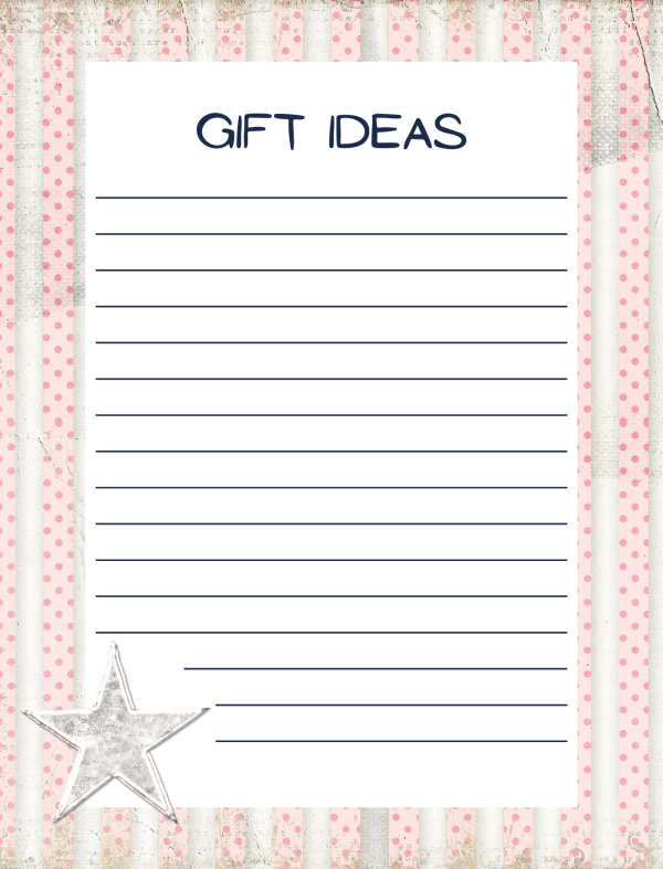 Gift ideas printable checklist