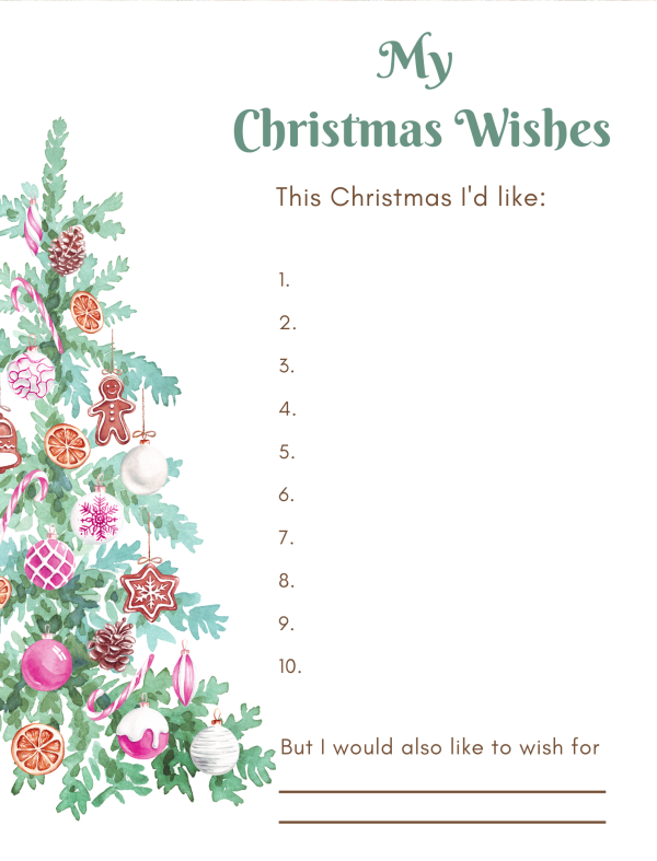 my christmas wishes printable pdf checklist for adults