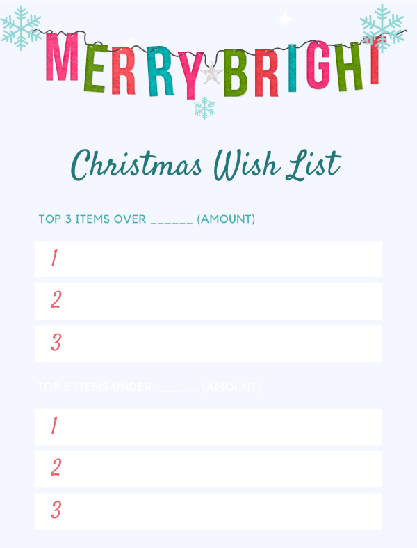 merry and bright christmas wish list