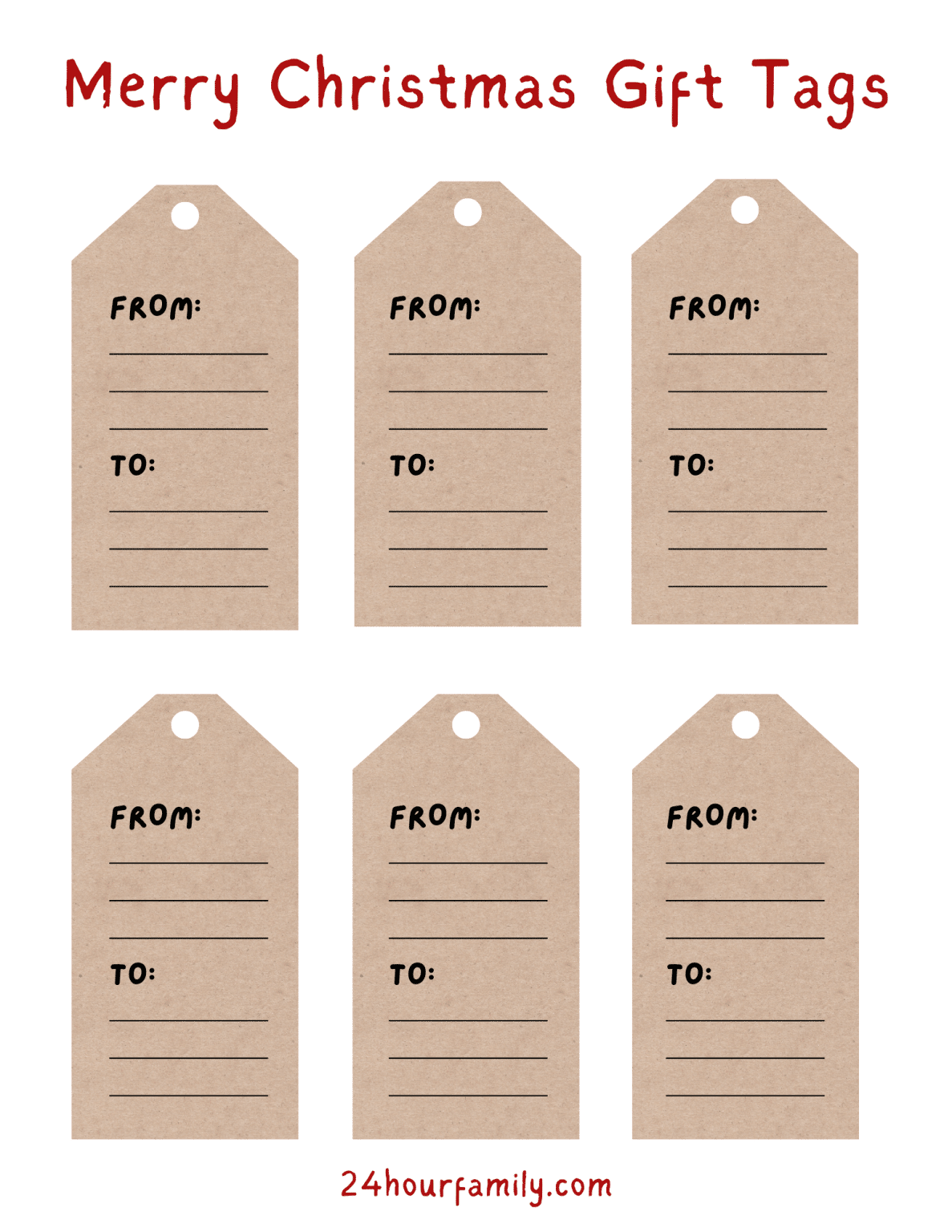 Merry Christmas Gift Tag Free Printable » 24hourfamily.com