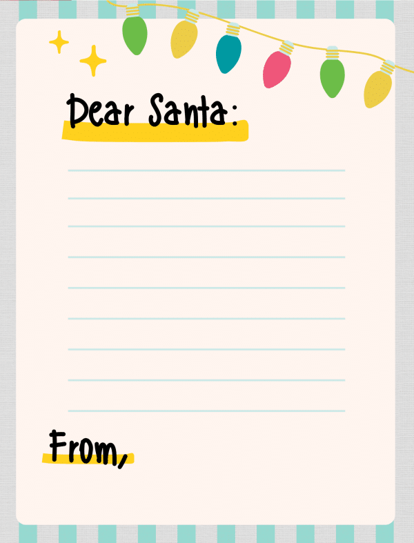 Dear santa printables for christmas