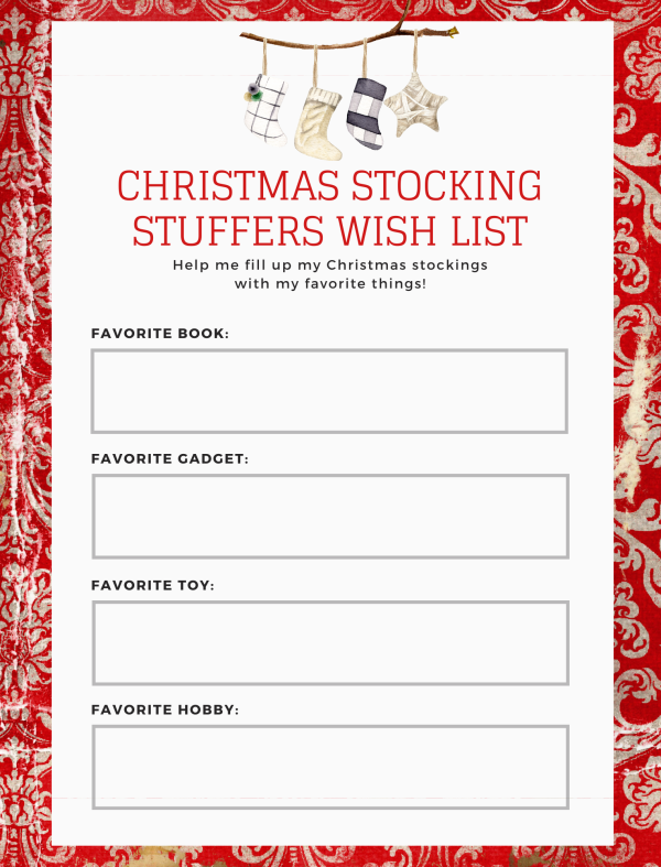 Chrisrtmas stocking stuffers wish list free printable pdf
