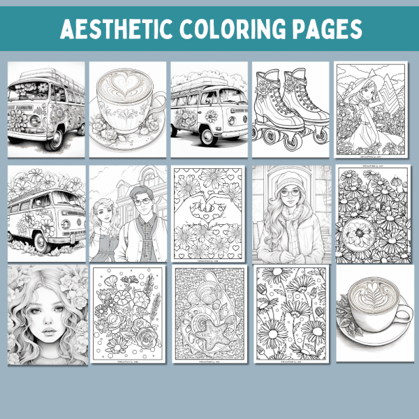 aesthetic coloring pages to print pdf 1970's coloring pages coffee and latte coloring pages 