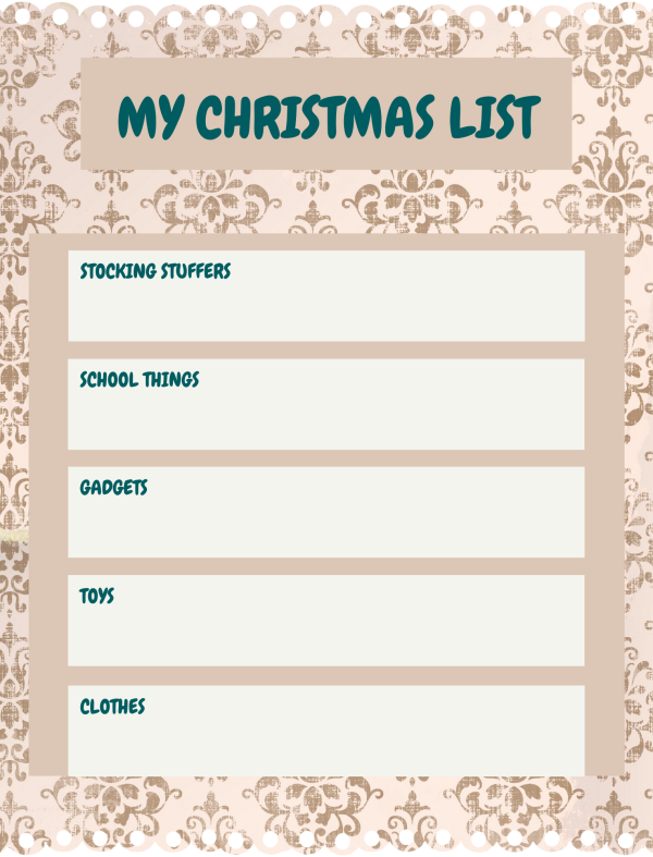 my christmas list free printable