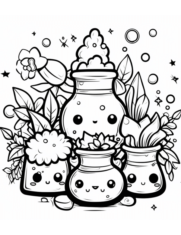 anime cactus coloring page