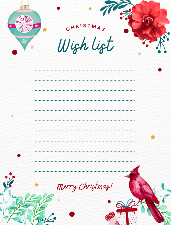 aesthetic christmas wish list printable