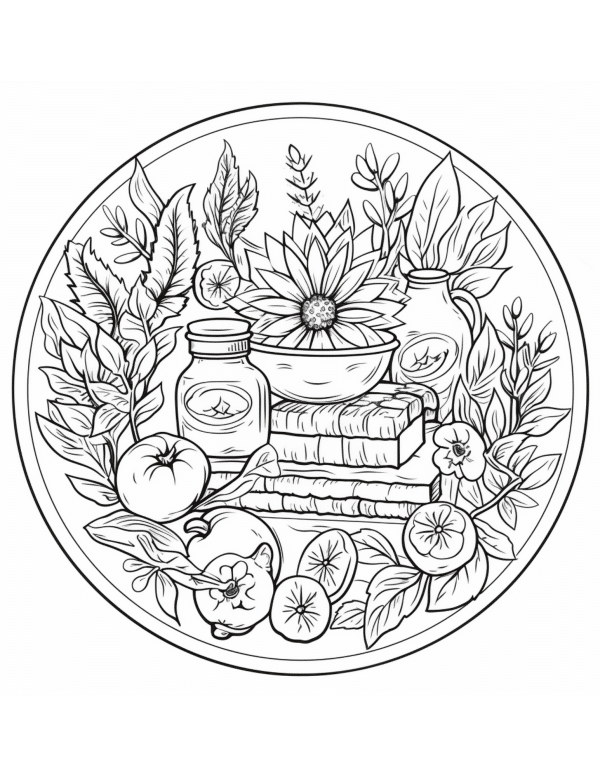 Fruits and flowers coloring pages