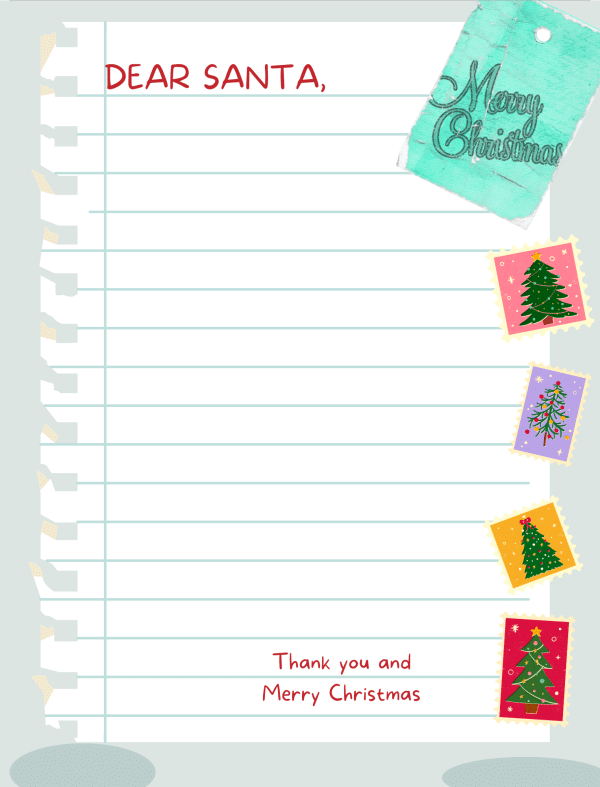 Free printable dear santa christmas letters chrismtas wishlist