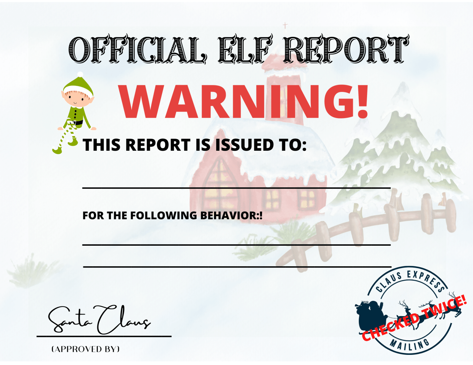 Free "Official Elf" Report Printable - 4 Options - 24hourfamily.com