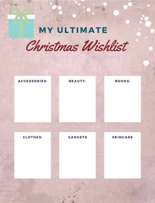my ultimate christmas wishlist worksheet pdf