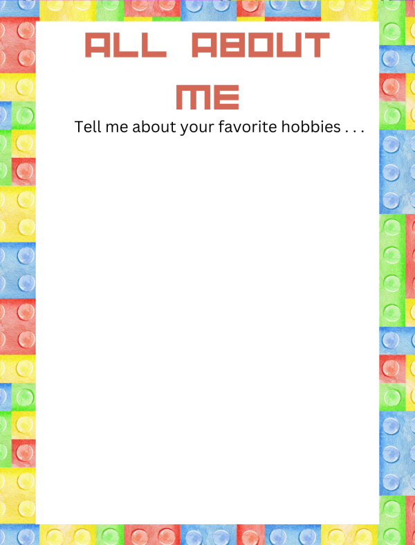 lego printable all about me tell me about your hobbies