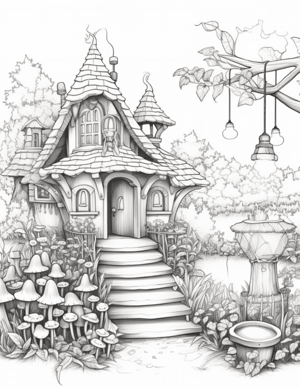 Garden aesthetic home coloring pages