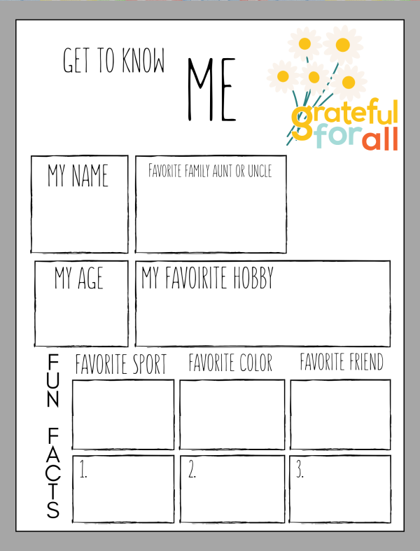 get to know me grateful for all printable worksheet