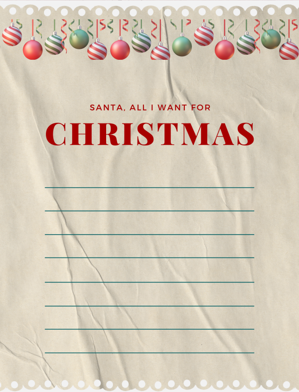 santa all I want for Christmas printable list free
