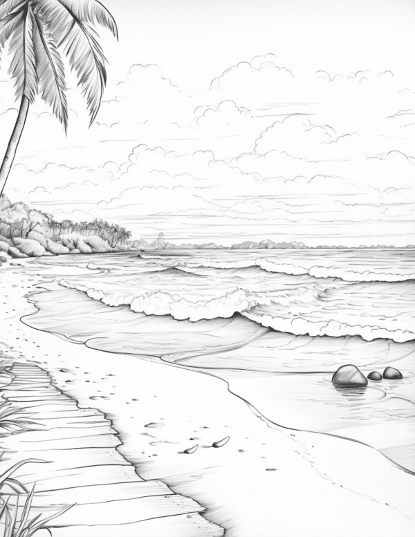 beach and palm tree coloring sheets