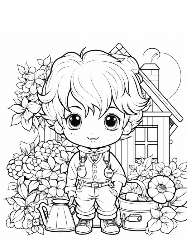 garden boy coloring sheets