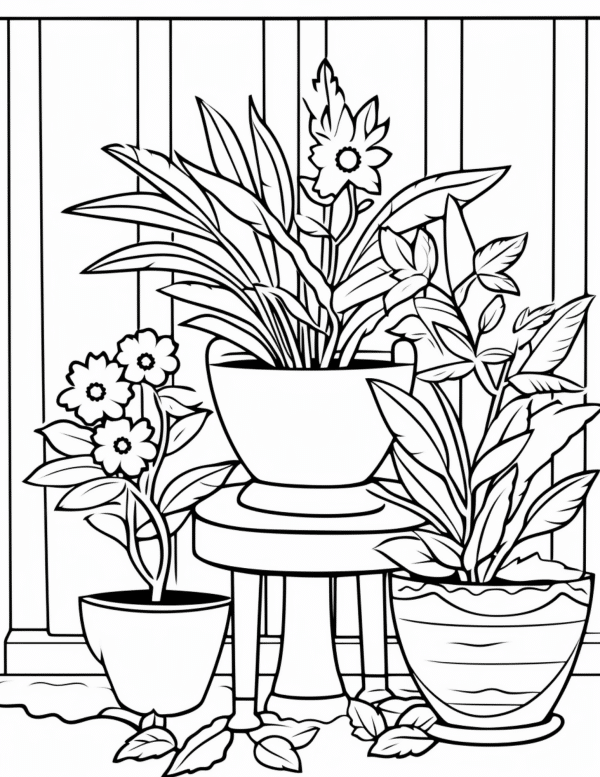 Garden vase flowers coloring pages