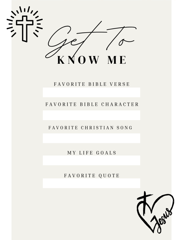get to know me for christians favorite bible verse favorite bible character favorite christian song my life goals