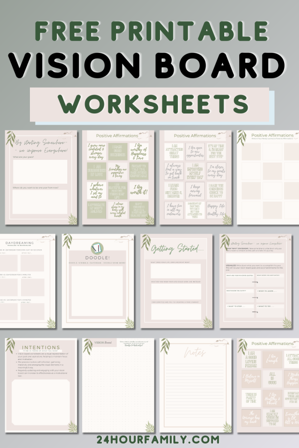 Free Printable vision board worksheets free printables pdf positive affirmations printable worksheets