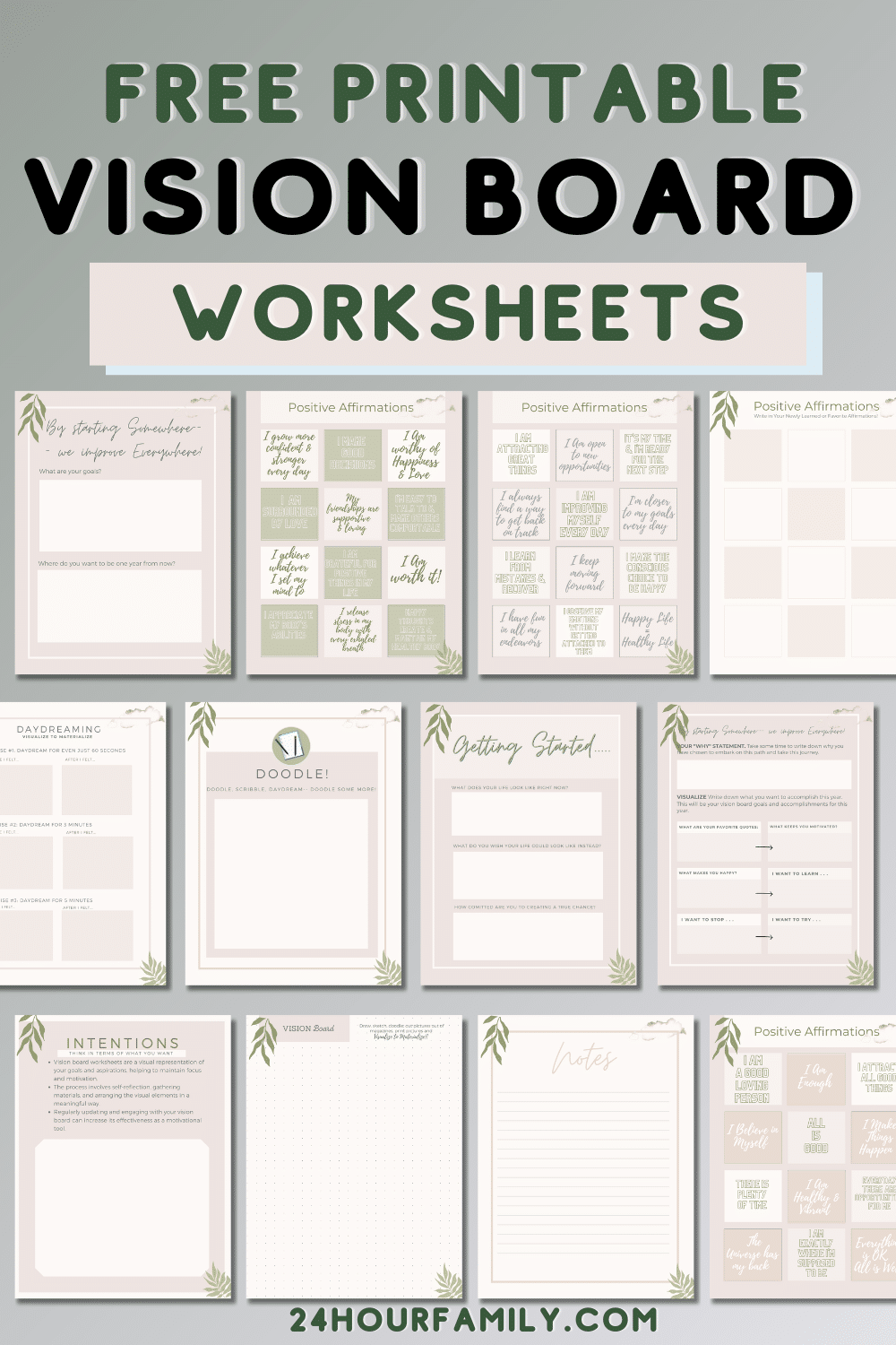 Free Printable Vision Board Worksheets (Updated 2024) - 24hourfamily.com