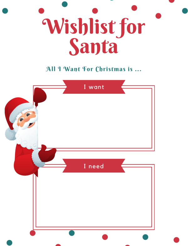 wishlist for santa free printable