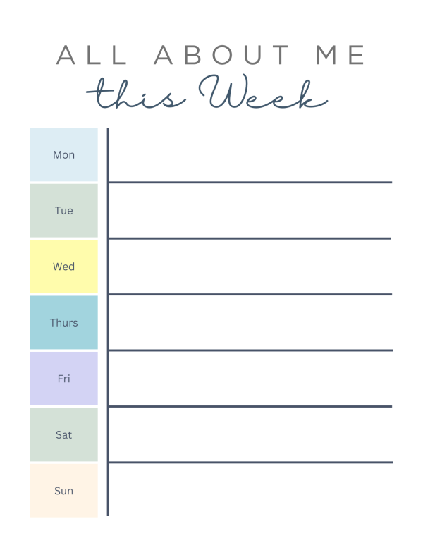 all about me printable this week
