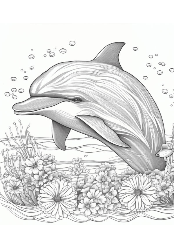 aesthetic dolphin coloring page