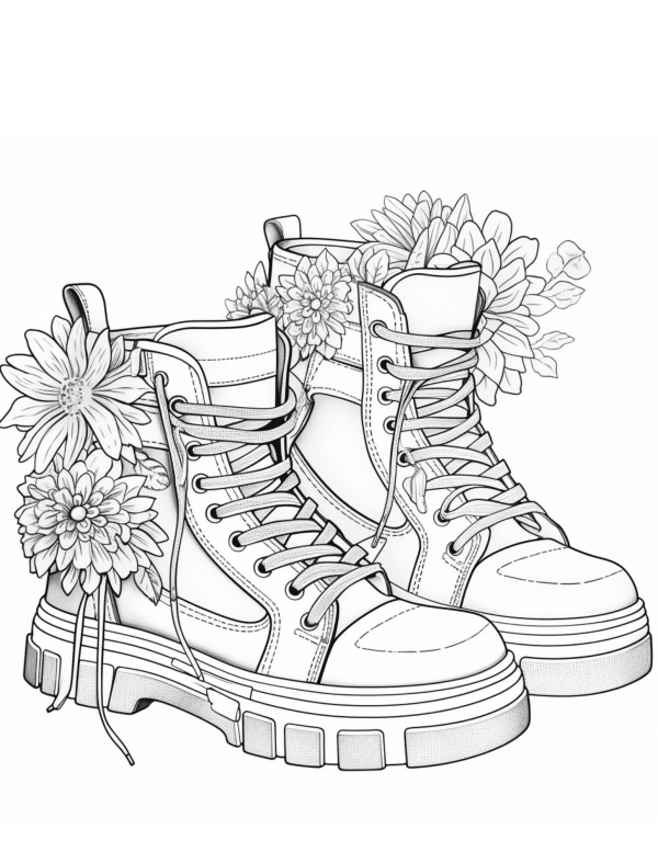 vintage shoes coloring pages aesthetic