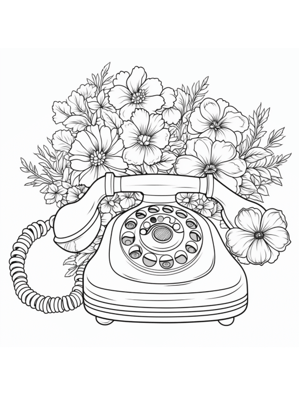 vintage phone coloring pages