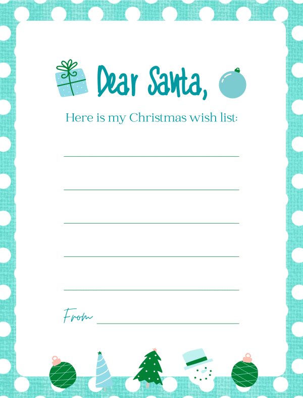 Dear Santa here is my christmas list printable