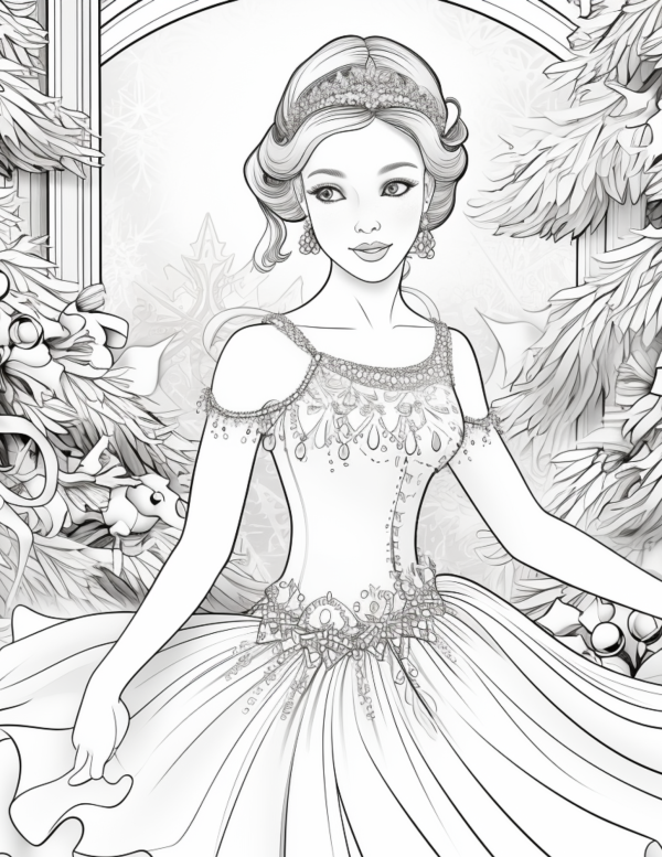 Christmas ballerina coloring page