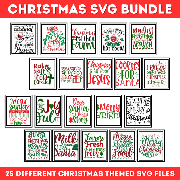 Christmas SVG Bundle 25 vg files for Cricut