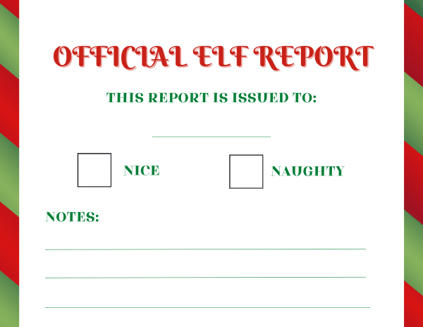official elf report warning printable report card elf official report