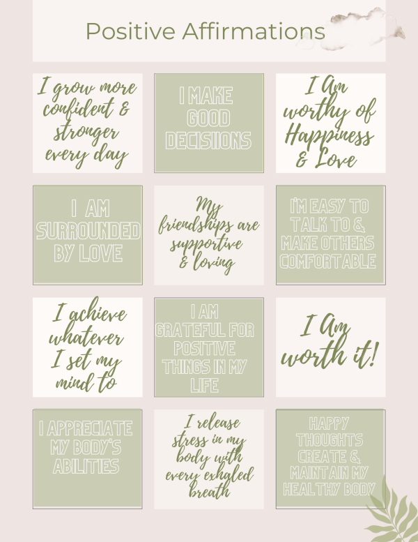 Positive Affimations printables Vision board make new year's resolutions doodle sheet Daydreaming