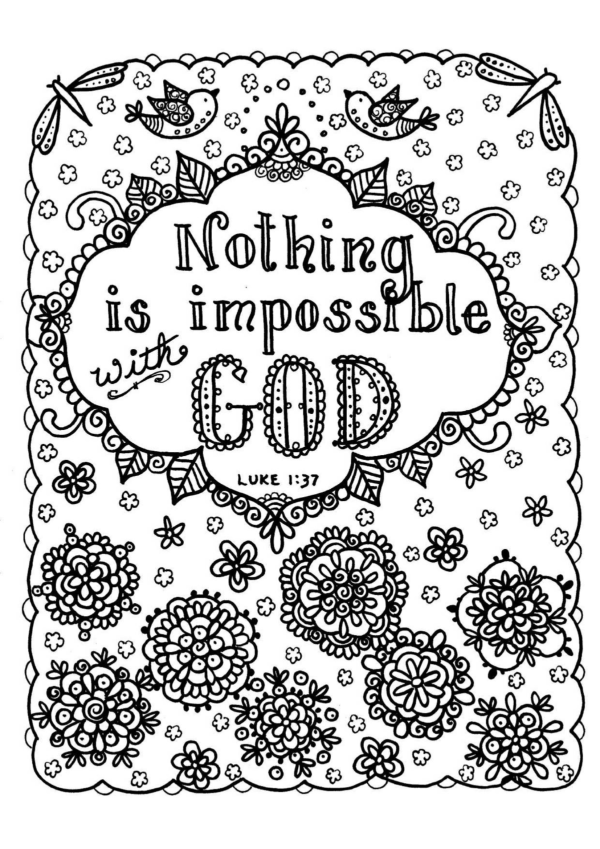 Nothing is impossible with God coloring pages