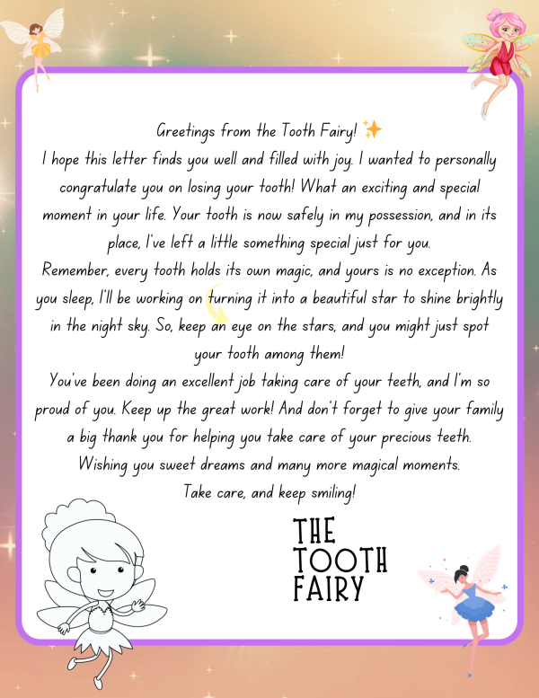 letter from the tooth fairy free printable pdf with free printable envelope