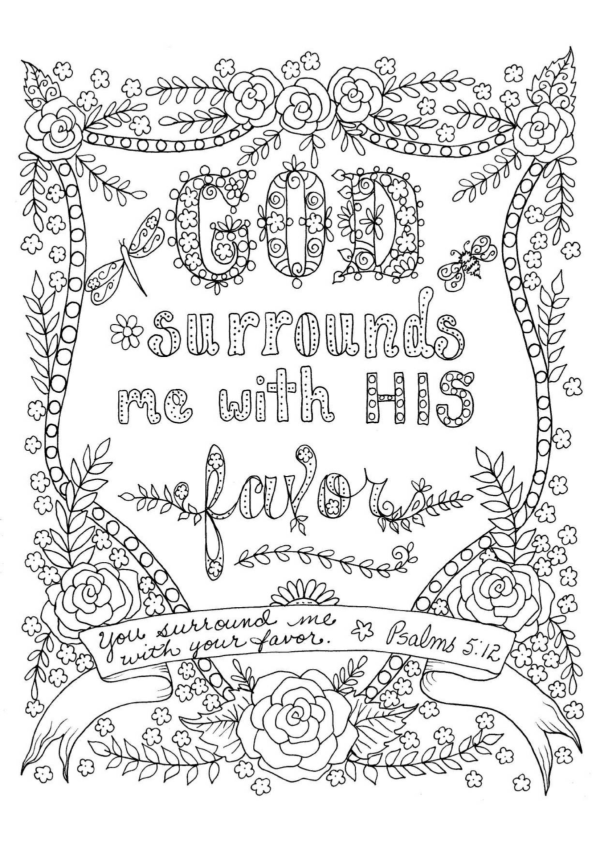 God surrounds us with His favor coloring pages