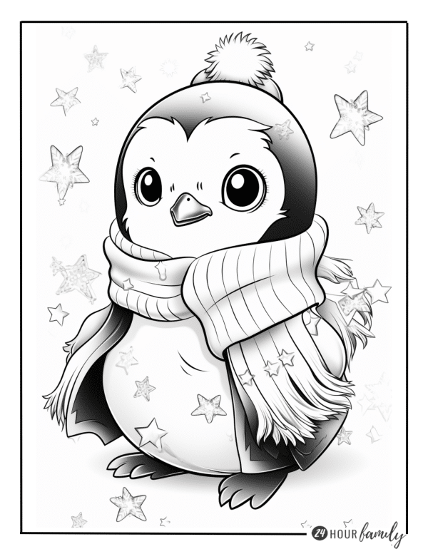 Basic penguin coloring page colouring sheet
