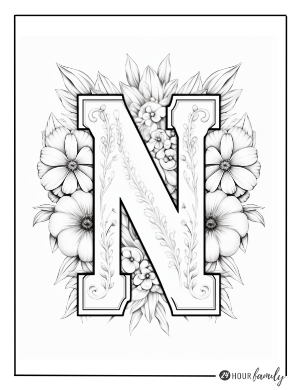 Letter N coloring pages Alphabet coloring pages for adults alphabet coloring pages for teens