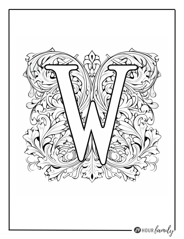 Letter W colouring sheets letter W coloring pages for adults