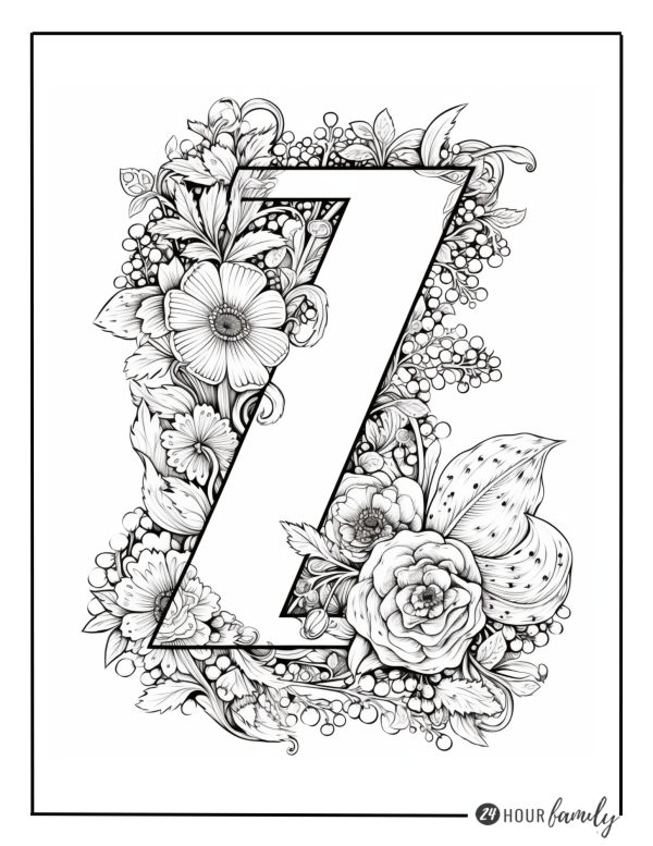 Letter Z colouring sheets letter Z coloring pages for adults