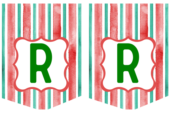 Two christmas banners both with the letter R