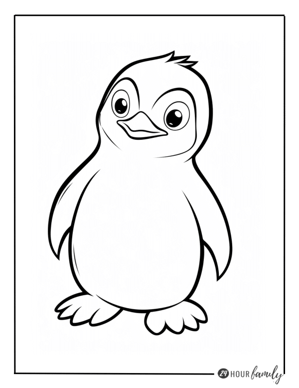 Basic penguin coloring page colouring sheet