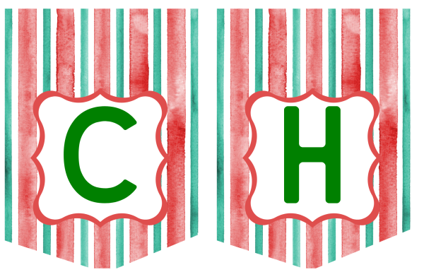 Two christmas banners with the letters c and h