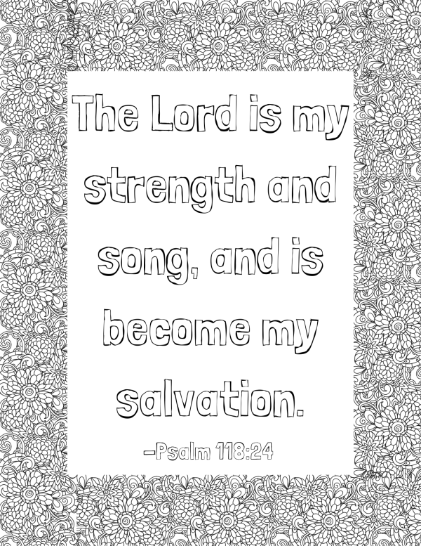 The Lord is my strength and song coloring page